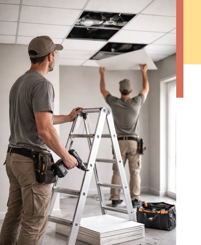 Обслуживание подвесного потолка в Новокузнецке от 3596 руб. — быстро и недорого | ОТДЕЛОЧНИК-Нвк