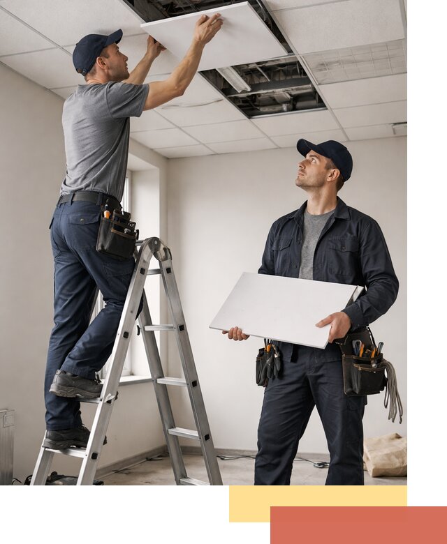 Обслуживание подвесного потолка в Новокузнецке — ремонт и чистка