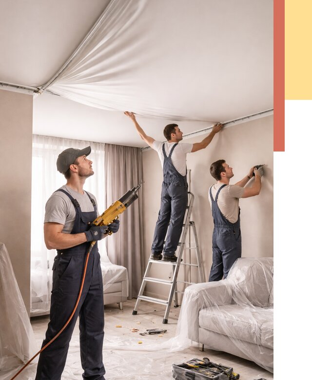 Установка натяжного потолка в Новокузнецке от 4623 руб. | Быстро и недорого — ОТДЕЛОЧНИК-Нвк