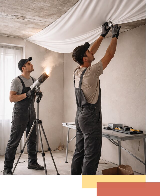 Установка натяжного потолка под ключ в Новокузнецке