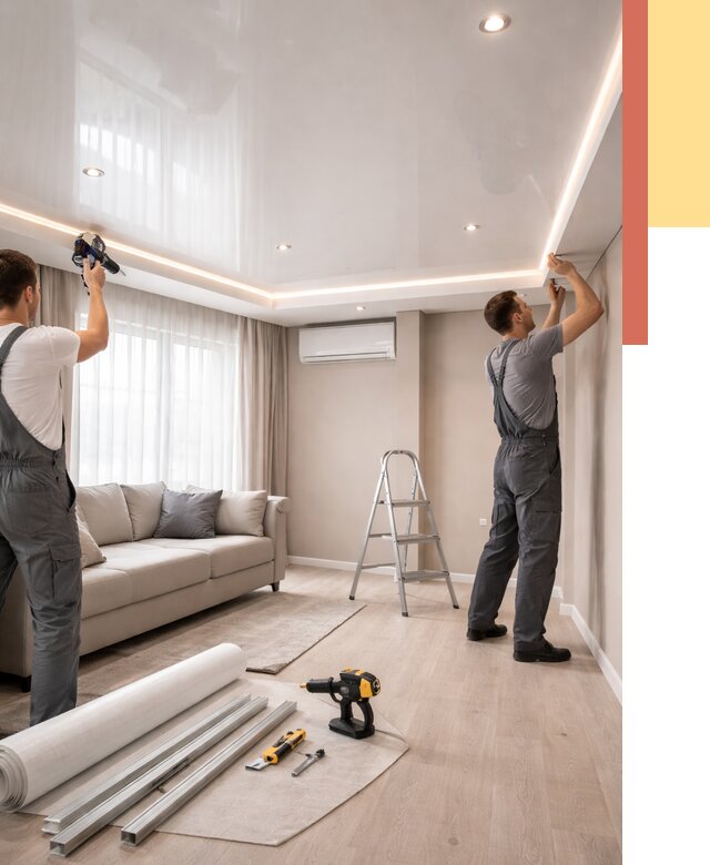 Монтаж глянцевого натяжного потолка в Новокузнецке от 771 руб. под ключ | ОТДЕЛОЧНИК-Нвк