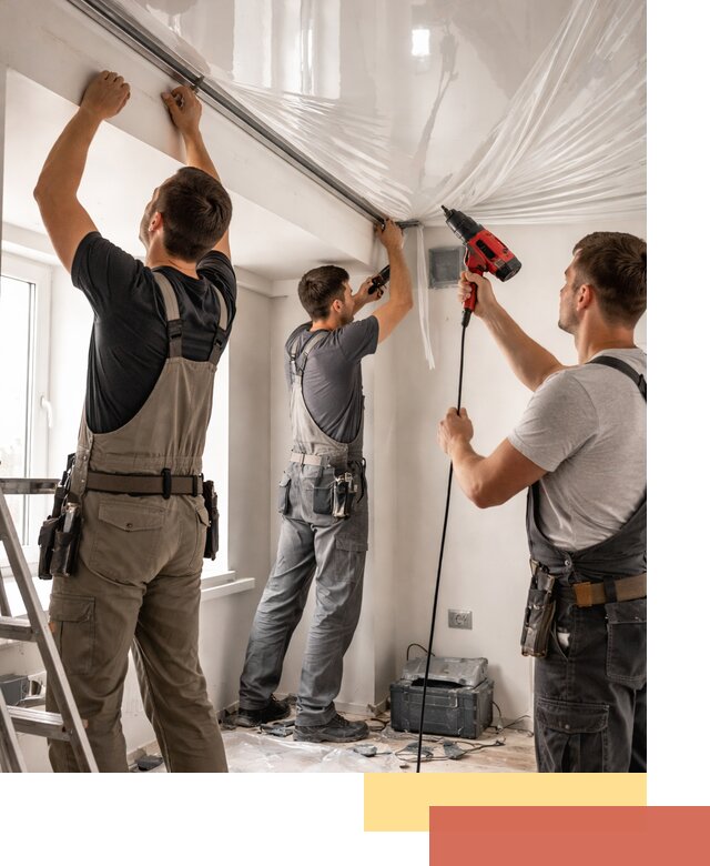 Монтаж глянцевого натяжного потолка в Новокузнецке быстро и качественно