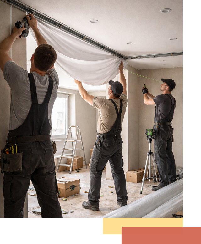 Монтаж парящего натяжного потолка под ключ в Новокузнецке