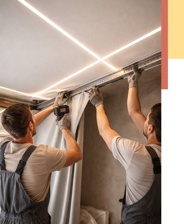 Монтаж натяжного потолка со световыми линиями в Новокузнецке от 1233 руб. | ОТДЕЛОЧНИК-Нвк