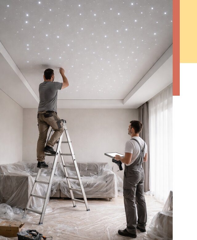 Монтаж натяжного потолка «звездное небо» в Новокузнецке от 6678 руб. | ОТДЕЛОЧНИК-Нвк