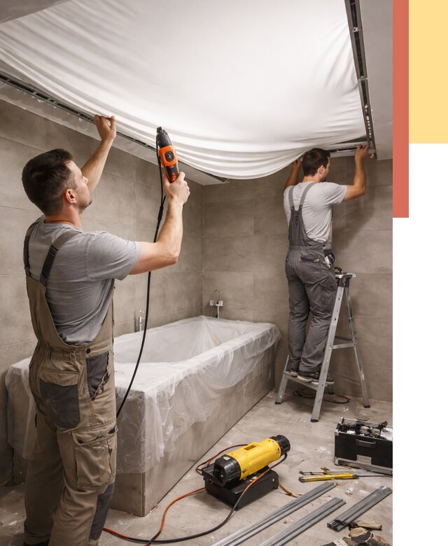 Монтаж натяжного потолка в ванной в Новокузнецке от 1233 руб. под ключ | ОТДЕЛОЧНИК-Нвк