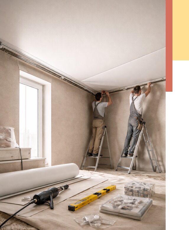 Монтаж натяжного потолка в спальне в Новокузнецке от 3904 руб. под ключ | ОТДЕЛОЧНИК-Нвк