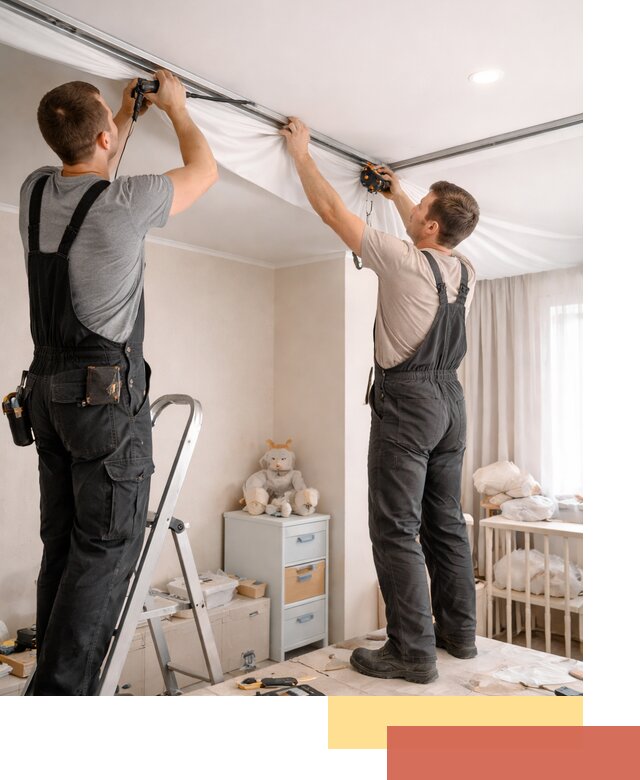 Монтаж натяжного потолка в детской комнате в Новокузнецке