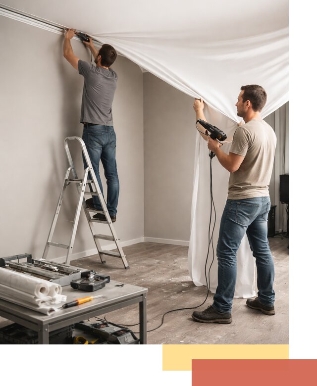 Монтаж натяжного потолка в студии в Новокузнецке