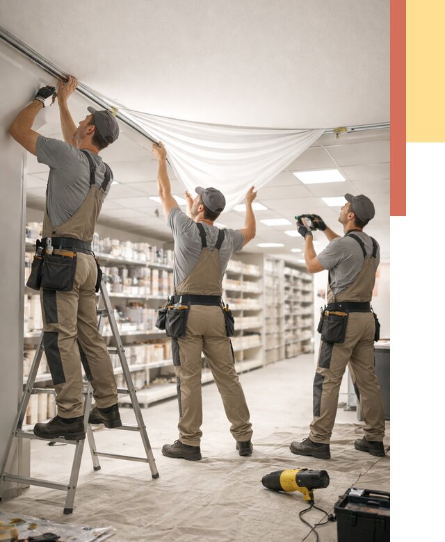 Монтаж натяжного потолка в магазине в Новокузнецке от 4623 руб. быстро и недорого | ОТДЕЛОЧНИК-Нвк