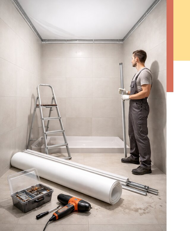 Монтаж натяжного потолка в санузле в Новокузнецке от 1901 руб. — ОТДЕЛОЧНИК-Нвк