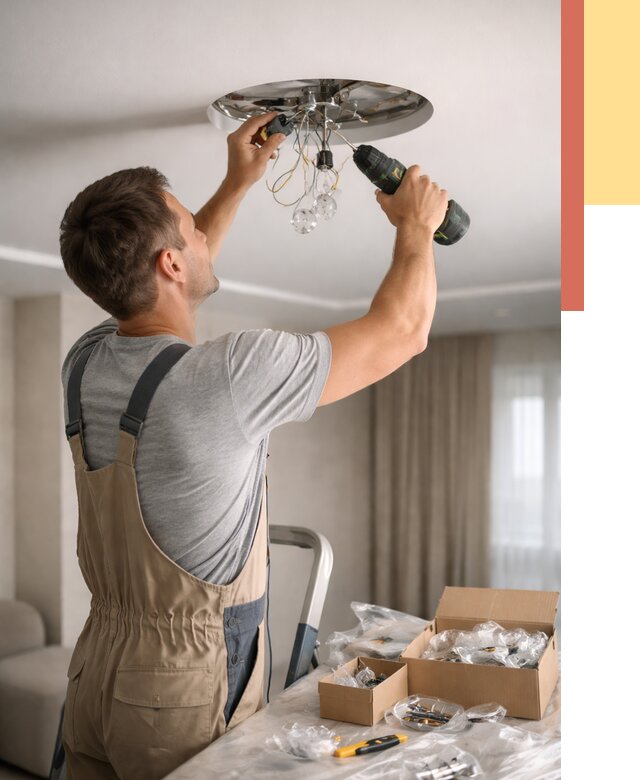 Установка люстры в натяжной потолок в Новокузнецке от 1233 руб. | Быстро и недорого — ОТДЕЛОЧНИК-Нвк