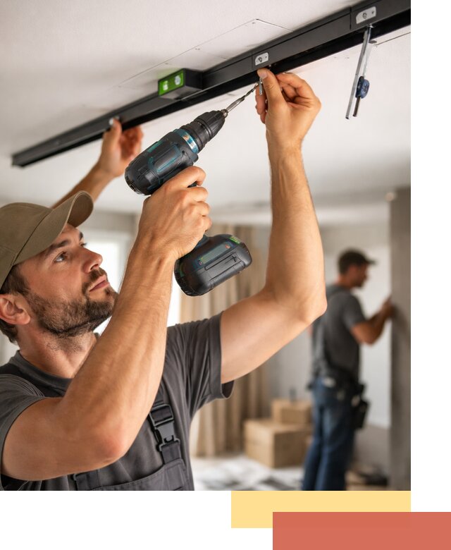 Установка трековых светильников в натяжной потолок в Новокузнецке