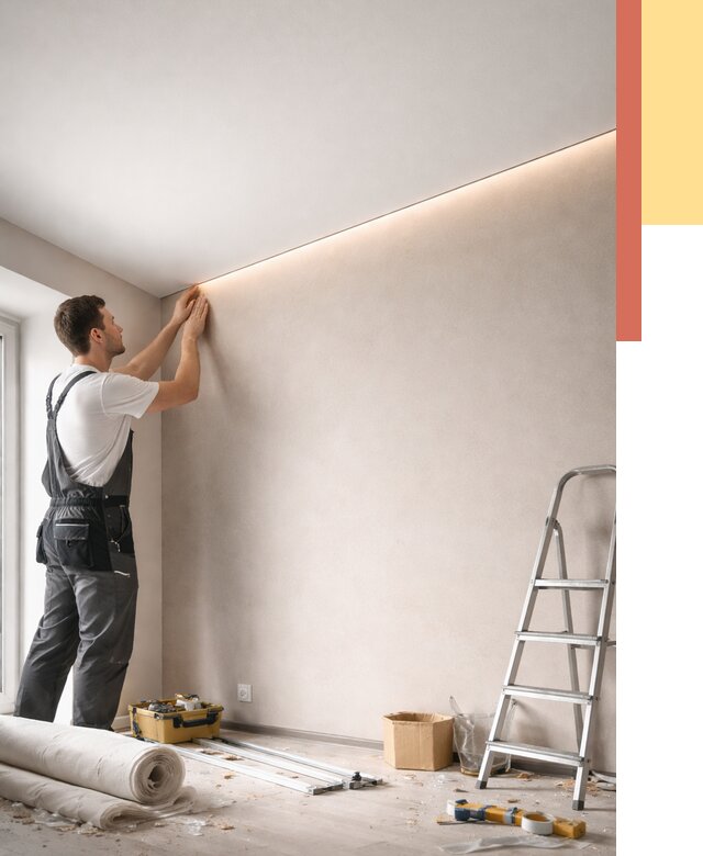 Теневые натяжные потолки в Новокузнецке от 8425 руб. под ключ | ОТДЕЛОЧНИК-Нвк