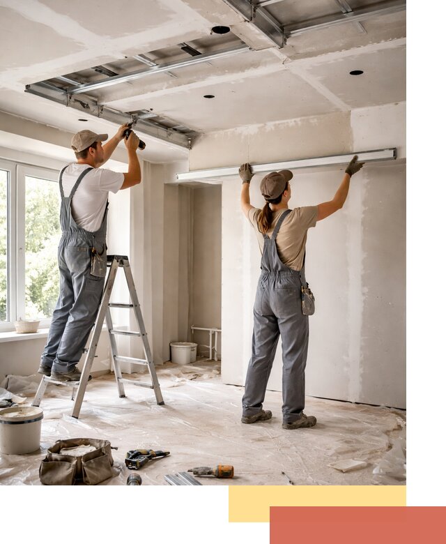 Монтаж многоуровневого потолка из гипсокартона в Новокузнецке