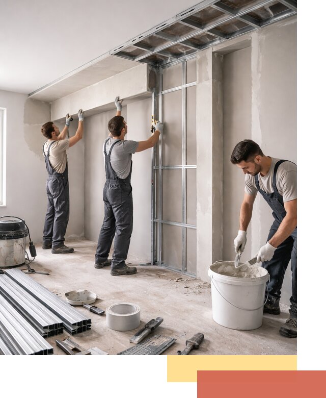 Монтаж потолка из гипсокартона с нишей в Новокузнецке