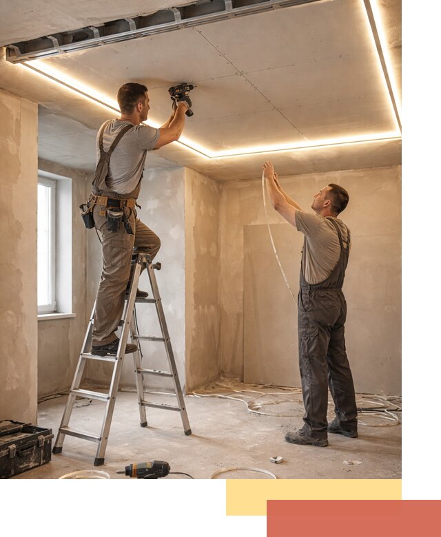 Потолок из гипсокартона с подсветкой в Новокузнецке