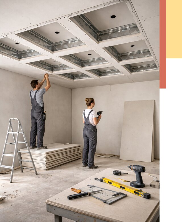 Кессонный потолок из гипсокартона в Новокузнецке от 1901 руб. — монтаж и под ключ | ОТДЕЛОЧНИК-Нвк