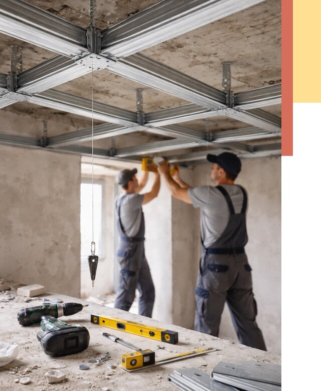 Монтаж каркаса потолка из профиля в Новокузнецке от 4623 руб. — услуги ОТДЕЛОЧНИК-Нвк
