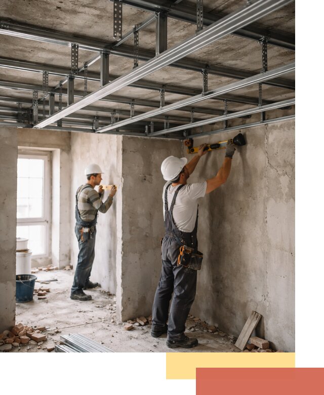 Монтаж каркаса потолка из профильного профиля в Новокузнецке