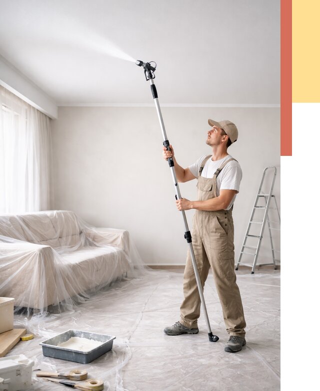 Покраска потолка краскопультом в Новокузнецке от 4623 руб. быстро и недорого | ОТДЕЛОЧНИК-Нвк