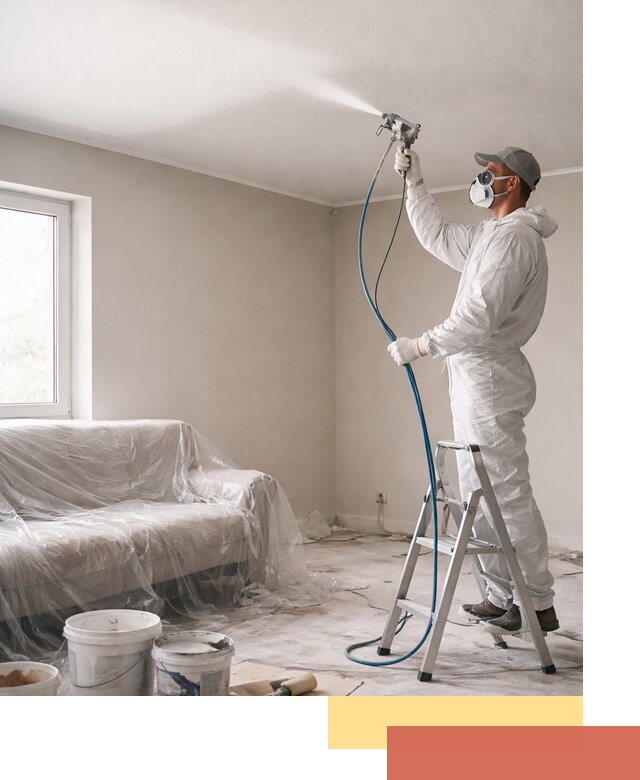 Покраска потолка краскопультом в Новокузнецке быстро и качественно