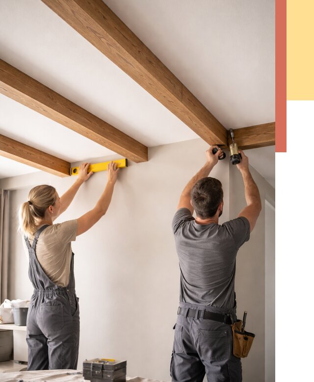 Монтаж декоративных балок на потолок в Новокузнецке от 4315 руб. — ОТДЕЛОЧНИК-Нвк